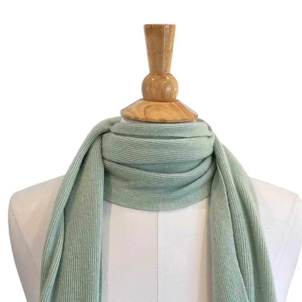Vintage United Colors of Benetton Pastel Green Long Scarf, Made in Italy